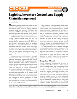 Logistics, Inventory Control, and Supply Chain Management