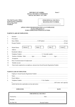Application for Registration as an Employee