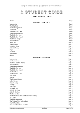 Songs of Innocence and of Experience by William Blake TABLE OF