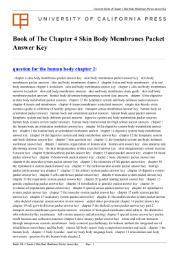 Chapter 4 Skin Body Membranes Packet Answer Key