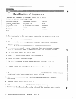 ——Classification of Organisms