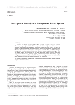 Non-Aqueous Biocatalysis in Homogeneous Solvent Systems