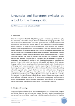 Linguistics and literature: stylistics as a tool for the literary critic
