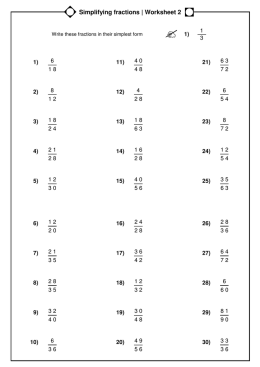 Simplifying fractions | Worksheet 2