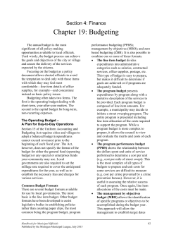 Chapter 19: Budgeting - Michigan Municipal League