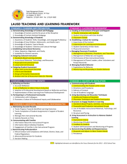 LAUSD TEACHING AND LEARNING FRAMEWORK