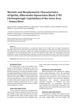 Meristic and Morphometric Characteristics of Spirlin, Alburnoides