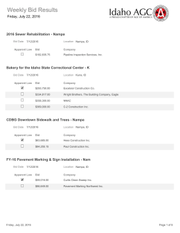 Weekly Bid Results