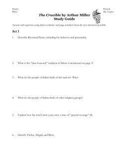 The Crucible by Arthur Miller Study Guide Act 1