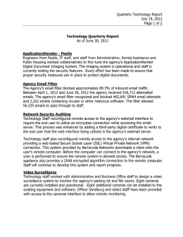 Quarterly Technology Report July 19, 2012 Page 1 of 2 Technology