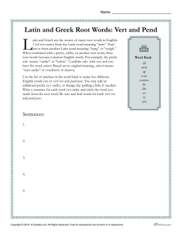 Latin and Greek Root Words: Vert and Pend