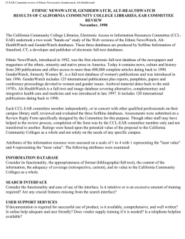 CCL-EAR Committee review of Ethnic Newswatch, Genderwatch, Alt