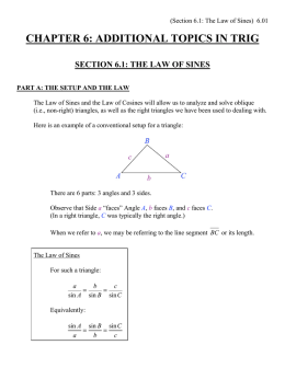 CHAPTER 6: ADDITIONAL TOPICS IN TRIG