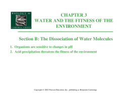 CHAPTER 3 WATER AND THE FITNESS OF THE ENVIRONMENT