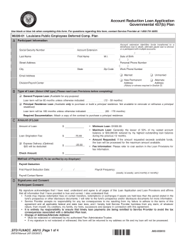 Account Reduction Loan Application Governmental 457(b) Plan