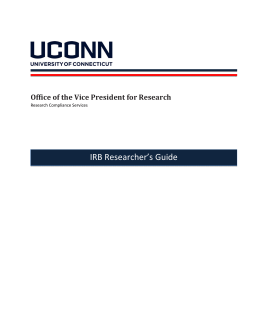 IRB Researcher`s Guide - Office of the Vice President for Research