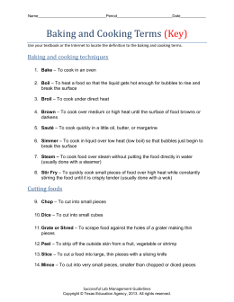 Handout - Baking and Cooking Terms (Key)