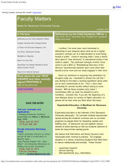 Faculty Matters faculty newsletter - StevensonU