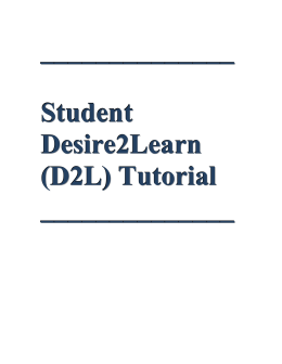 Student Desire2Learn (D2L) Tutorial