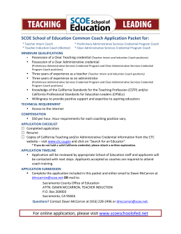 SCOE School of Education Common Coach Application Packet for