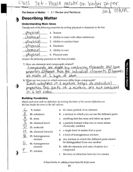 Describing Matter