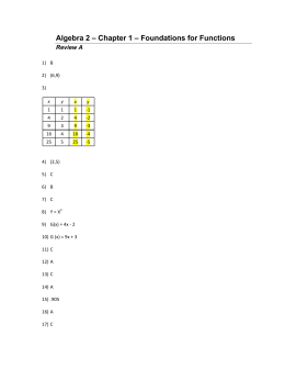 Algebra 2 – Chapter 1 – Foundations for Functions