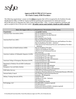 Approved BLS/CPR/ACLS Courses for Clark County EMS Providers