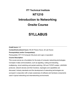 Curriculum Cover Sheet - ITT Technical Institute