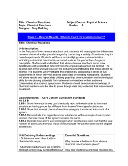 Title: Chemical Reactions Subject/Course: Physical Science Topic
