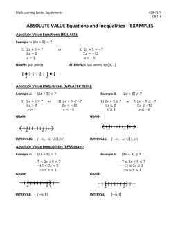 ABSOLUTE VALUE Equations and Inequalities