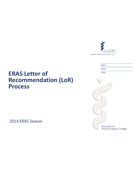 ERAS Letter of Recommendation (LoR) Process