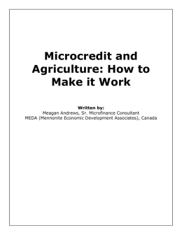 Microcredit and Agriculture: How to Make it Work
