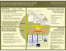 Curriculum Customization Service (CCS) Curriculum Customization