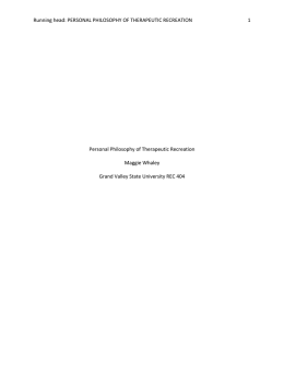 Personal Philosophy of Therapeutic Recreation