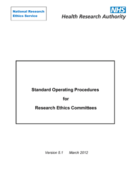 Standard Operating Procedures for Research Ethics Committees