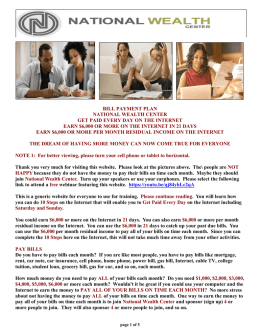 bill payment plan national wealth center get paid every day on the