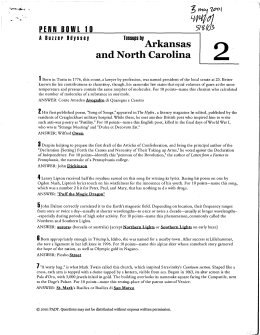 Arkansas + North Carolina - Collegiate Quizbowl Packet Archive