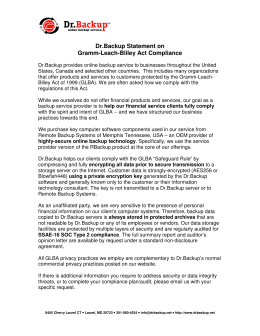 Gramm-Leach Bliley Act (GLBA) Compliance Statement