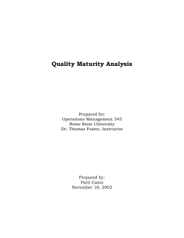 Quality Maturity Analysis