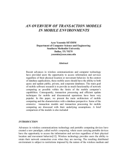 an overview of transaction models in mobile environments