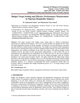 Budget Target Setting and Effective Performance Measurement in