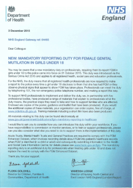 Mandatory Reporting Duty for FGM in #girls Under 18