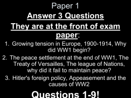 Answer 3 Questions They are at the front of exam paper