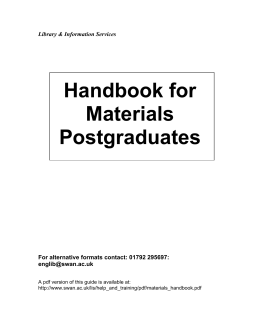 Handbook for Materials Postgraduates