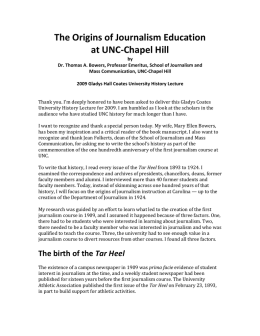 “The Origins of Journalism Education at UNC
