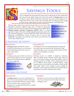 Savings Tools Info Sheet