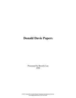 Donald Davie Papers - Vanderbilt Library