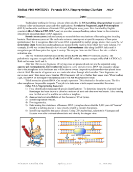 BioRad #166-0007EDU: Forensic DNA Fingerprinting Checklist PREP