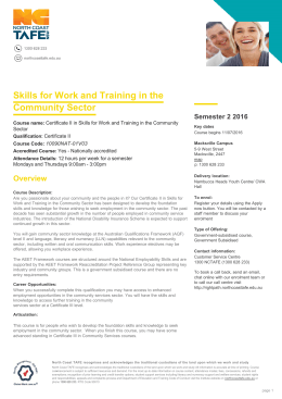Skills for Work and Training in the Community Sector