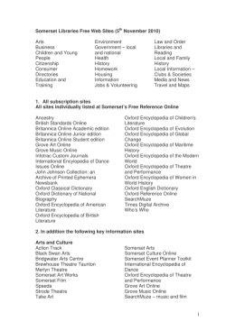 1 Somerset Libraries Free Web Sites